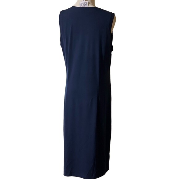 Vintage Vollbracht Dress Large Navy Slinky Sheath Sleeveless Workwear Date Night - Picture 6 of 15